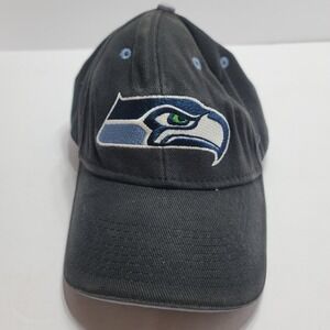 NFL Seattle Seahawks Baseball Cap Hat Black Cotton Adjustable Strapback Logo